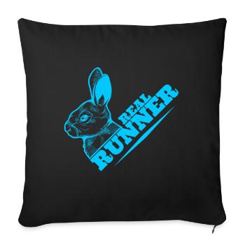 Véritable lapin drôle de coureur pour les jours de course. - Housse de coussin décorative 45 x 45 cm - noir - Devant