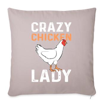 Poulet coq poulets poulailler - Housse de coussin décorative 45 x 45 cm - taupe clair - Devant