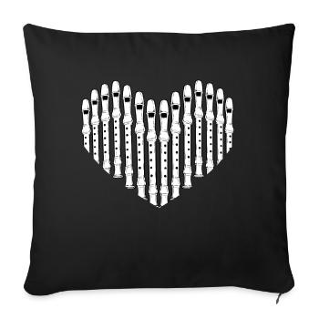 Flûte flûte à bec coeur flûte - Housse de coussin décorative 45 x 45 cm - noir - Devant