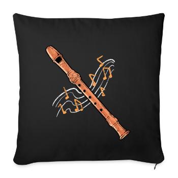 Flûte Flûte à bec Partitions Flûte Vintage - Housse de coussin décorative 45 x 45 cm - noir - Devant