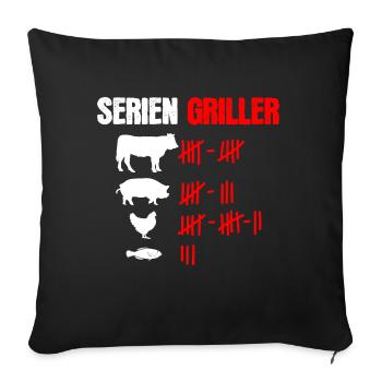 Serien Griller Lustiges Griller - Sofakissenbezug 45 x 45 cm - Schwarz - Vorne