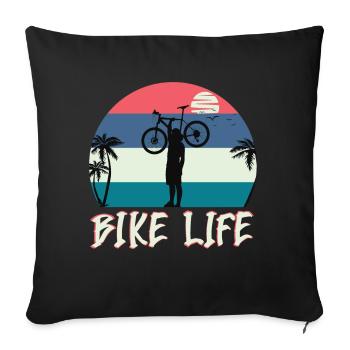 Bike Life - Bicycle Beach Sea - Sofa pillowcase 17,3'' x 17,3'' (45 x 45 cm) - black - Front