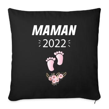 Annonce Grossesse Papa Cadeau Future Maman 2022 - Housse de coussin décorative 45 x 45 cm - noir - Devant