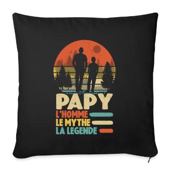 Papy L'homme Le Mythe La Légende - Housse de coussin décorative 45 x 45 cm - noir - Devant