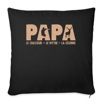 Papa Le Chasseur L'homme Le Mythe La Légende - Housse de coussin décorative 45 x 45 cm - noir - Devant