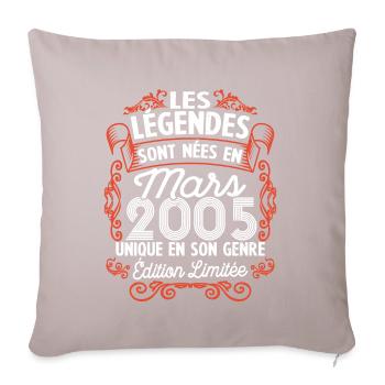 Vintage Flourish Cadeau Anniversaire Mars 2005 - Housse de coussin décorative 45 x 45 cm - taupe clair - Devant