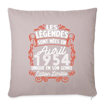 Vintage Flourish Cadeau Anniversaire Avril 1954 - Housse de coussin décorative 45 x 45 cm - taupe clair - Devant
