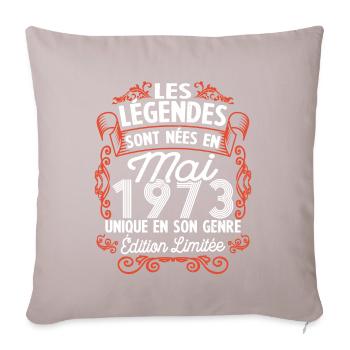 Vintage Flourish Cadeau Anniversaire Mai 1973 - Housse de coussin décorative 45 x 45 cm - taupe clair - Devant