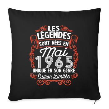 Vintage Flourish Cadeau Anniversaire Mai 1965 - Housse de coussin décorative 45 x 45 cm - noir - Devant