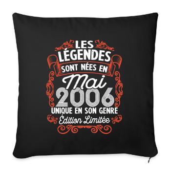 Vintage Flourish Cadeau Anniversaire Mai 2006 - Housse de coussin décorative 45 x 45 cm - noir - Devant