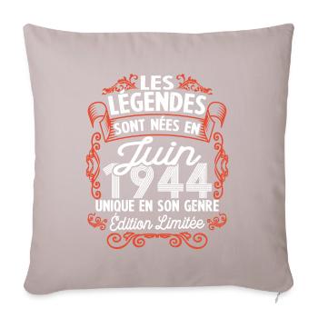 Vintage Flourish Cadeau Anniversaire Juin 1944 - Housse de coussin décorative 45 x 45 cm - taupe clair - Devant