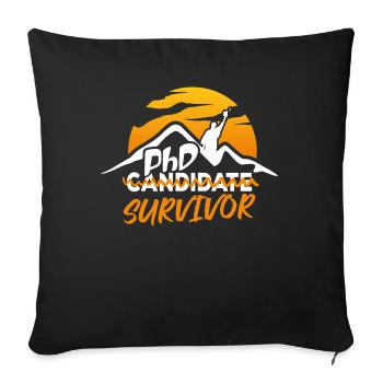 PHD Candidat Survivor Drôle Vintage - Housse de coussin décorative 45 x 45 cm - noir - Devant