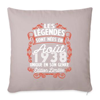 Vintage Flourish Cadeau Anniversaire Août 1938 - Housse de coussin décorative 45 x 45 cm - taupe clair - Devant
