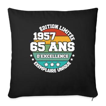 1957 65 Ans Edition Limitée 65 Ans D'excellence - Housse de coussin décorative 45 x 45 cm - noir - Devant
