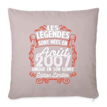 Vintage Flourish Cadeau Anniversaire Août 2007 - Housse de coussin décorative 45 x 45 cm - taupe clair - Devant