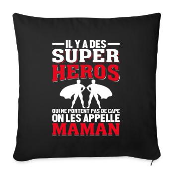 Maman Super-Héros Qui Ne Porte Pas De Masque - Housse de coussin décorative 45 x 45 cm - noir - Devant