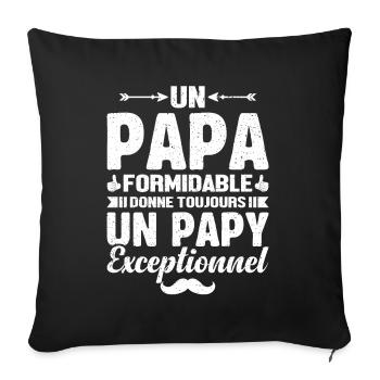 Un Papa Formidable - Papy Exceptionnel Cadeau - Housse de coussin décorative 45 x 45 cm - noir - Devant