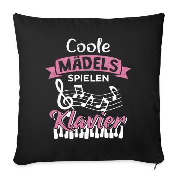 Coole Mädels spielen Klavier - Sofakissenbezug 45 x 45 cm - Schwarz - Vorne