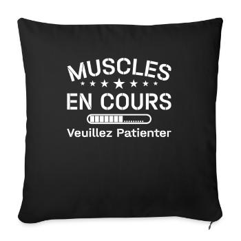 Muscles En Cours Veuillez Patienter Fitness Gym - Housse de coussin décorative 45 x 45 cm - noir - Devant