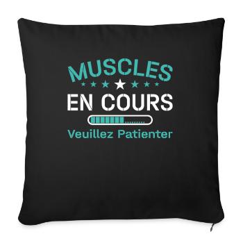 Muscles En Cours Veuillez Patienter Fitness Gym - Housse de coussin décorative 45 x 45 cm - noir - Devant