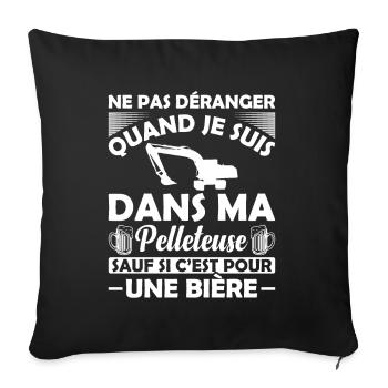 Pelleteuse Et Bière - Housse de coussin décorative 45 x 45 cm - noir - Devant