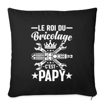 Le Roi Du Bricolage C'est Papy - Housse de coussin décorative 45 x 45 cm - noir - Devant