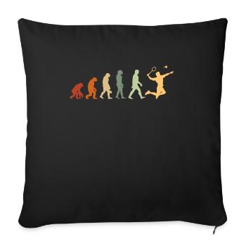 Evolution Badminton Geschenk für Badminton Spieler - Sofakissenbezug 45 x 45 cm - Schwarz - Vorne