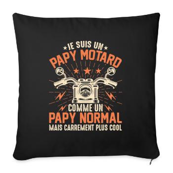 Je Suis Un Papy Motard Très Cool - Housse de coussin décorative 45 x 45 cm - noir - Devant
