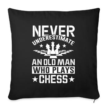 Un Vieil Homme Qui Joue Aux Échecs - Housse de coussin décorative 45 x 45 cm - noir - Devant