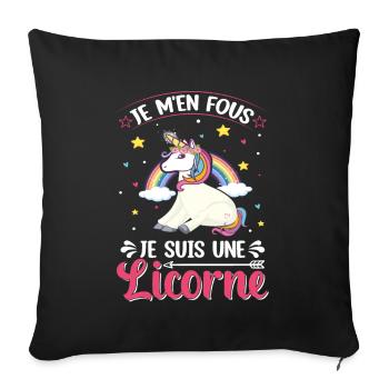 Je M'en Fous Je Suis Une Licorne - Housse de coussin décorative 45 x 45 cm - noir - Devant
