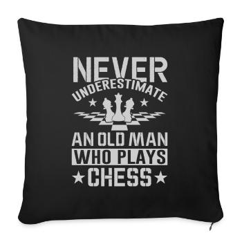 Un Vieil Homme Qui Joue Aux Échecs - Housse de coussin décorative 45 x 45 cm - noir - Devant