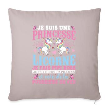 Je Suis Une Princesse Licorne - Housse de coussin décorative 45 x 45 cm - taupe clair - Devant