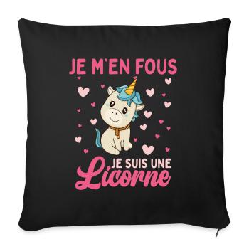 Je M'en Fous Je Suis Une Licorne - Housse de coussin décorative 45 x 45 cm - noir - Devant
