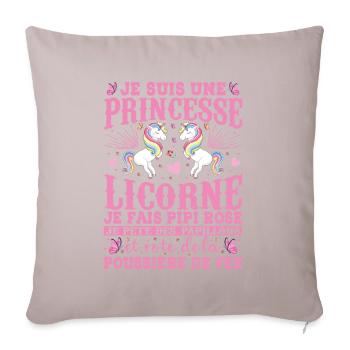 Je Suis Une Princesse Licorne - Housse de coussin décorative 45 x 45 cm - taupe clair - Devant
