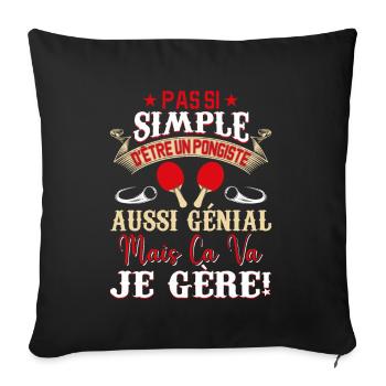 Je Suis Un Pongiste Génial - Housse de coussin décorative 45 x 45 cm - noir - Devant