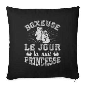 Boxeuse Le Jour La Nuit Princesse - Housse de coussin décorative 45 x 45 cm - noir - Devant