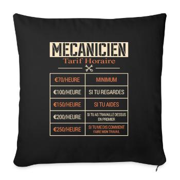 Tarif Horaire D'un Mécanicien Cadeau Humour - Housse de coussin décorative 45 x 45 cm - noir - Devant