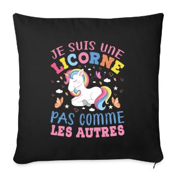 Je Suis Une Licorne Pas Comme Les Autres - Housse de coussin décorative 45 x 45 cm - noir - Devant