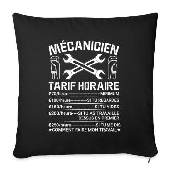 Mécanicien Tarif Horaire, Attention - Housse de coussin décorative 45 x 45 cm - noir - Devant