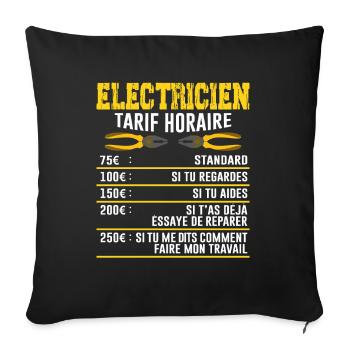 Le Tarif Horaire D'un Électricien - Housse de coussin décorative 45 x 45 cm - noir - Devant