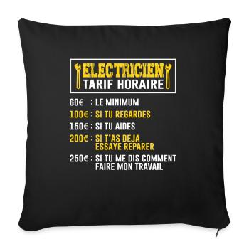 Le Tarif Horaire D'un Électricien - Housse de coussin décorative 45 x 45 cm - noir - Devant