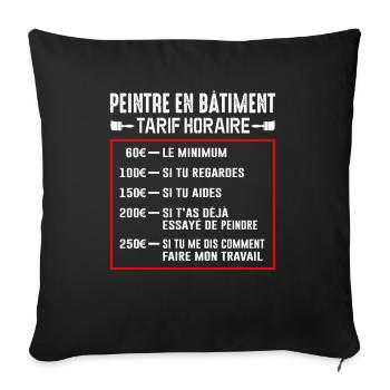 Peintre En Bâtiment Tarif Horaire - Housse de coussin décorative 45 x 45 cm - noir - Devant