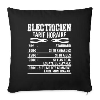 Le Tarif Horaire D'un Électricien - Housse de coussin décorative 45 x 45 cm - noir - Devant