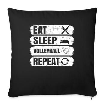 Manger Dormir Volleyball Répéter - Housse de coussin décorative 45 x 45 cm - noir - Devant