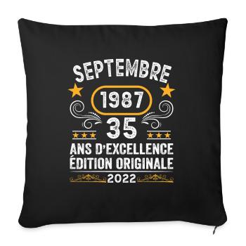 Septembre 1987 35 Ans Anniversaire Idée Cadeau - Housse de coussin décorative 45 x 45 cm - noir - Devant