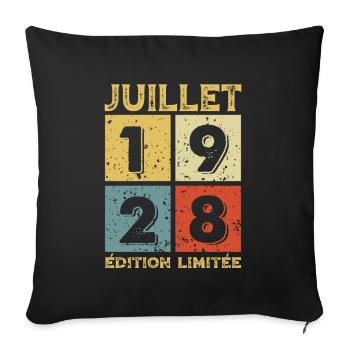 Juillet 1928 Original Idée Cadeau Anniversaire - Housse de coussin décorative 45 x 45 cm - noir - Devant
