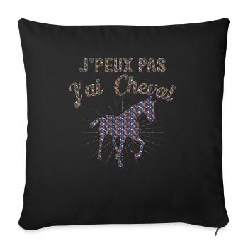 Cheval Équitation Poney Anniversaire Jument Cadeau - Housse de coussin décorative 45 x 45 cm - noir - Devant