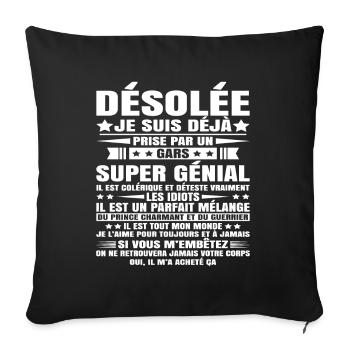 Amour Cadeau Saint Valentin Love Mariage Amoureux - Housse de coussin décorative 45 x 45 cm - noir - Devant