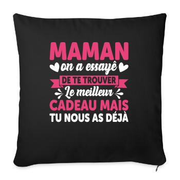 Maman Anniversaire Cadeau Fête Des Mères Noël Mama - Housse de coussin décorative 45 x 45 cm - noir - Devant