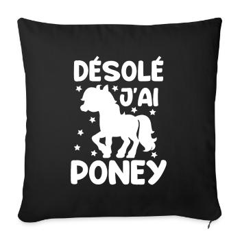 Cheval Poney Équitation Anniversaire Licorne Pony - Housse de coussin décorative 45 x 45 cm - noir - Devant